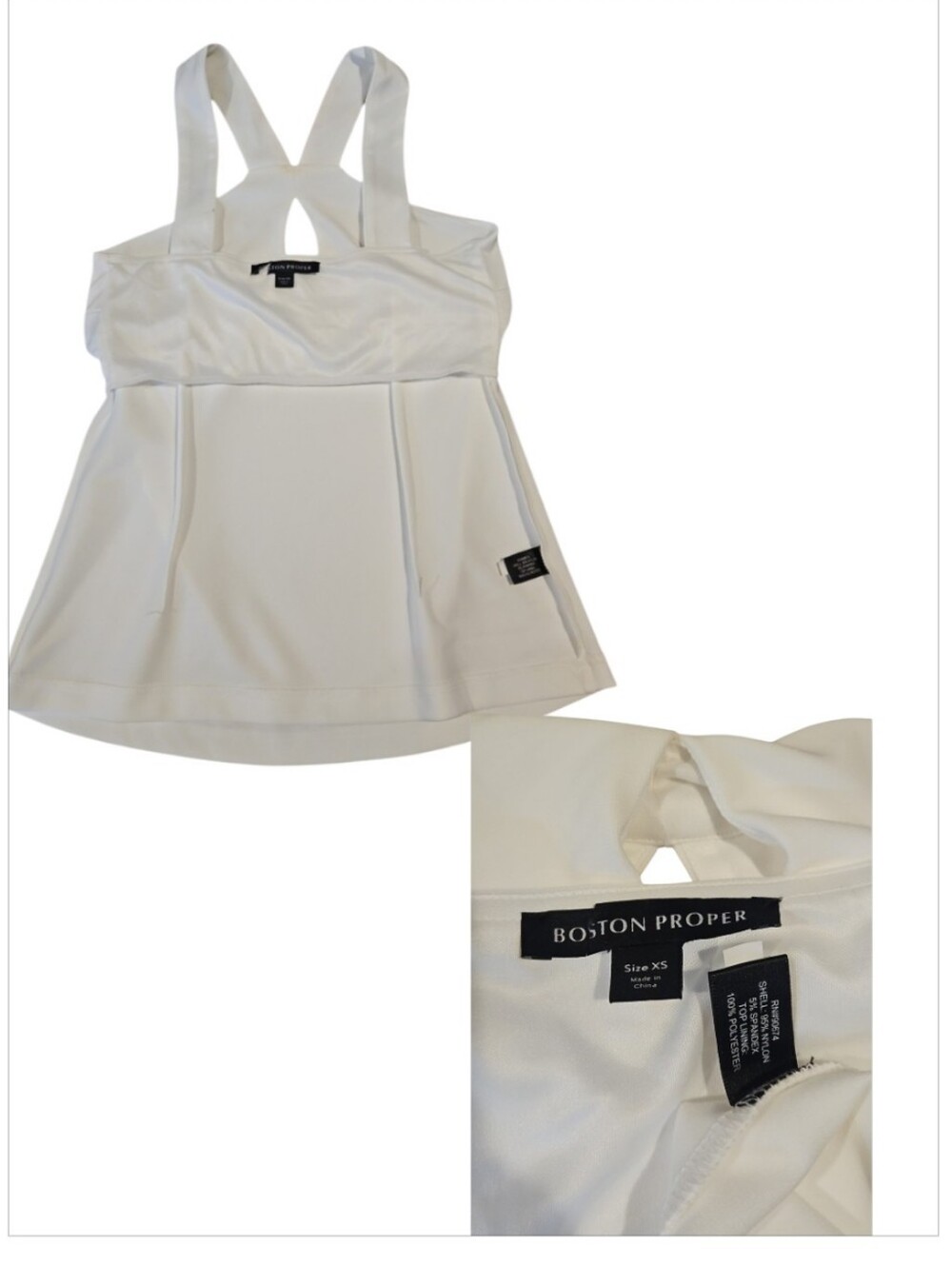 Boston Proper Beyond Travel Set Keyhole Halter Top Wide Leg Pants Ivory White XS - Picture 15 of 16